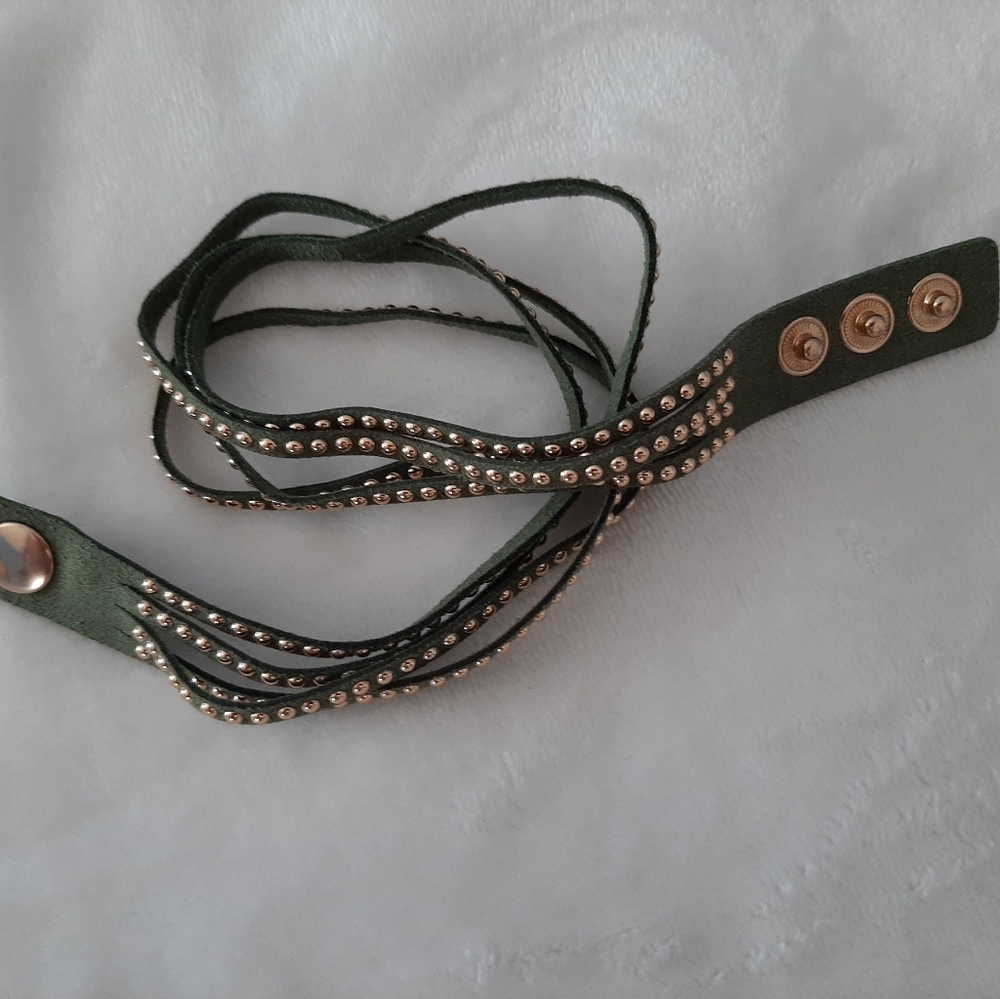 Suede green studded bracelet